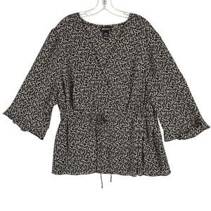 Lane Bryant Top Women Plus Size 26 Ditzy Floral Flare Sleeve Boho Peasant Flowy